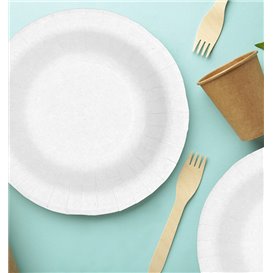 Pappteller Tiefe Anti-Fett Weiß Ø19cm 250g/m² (50 Stück)