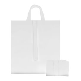 Faltender Vliesstofftasche PREMIUM Kurzen Griffen Weiße 40+15x40cm (25 Stück)