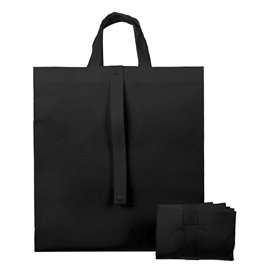 Faltender Vliesstofftasche PREMIUM Kurzen Griffen Schwarz 40+15x40cm (150 Stück)