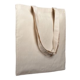 Baumwolltasche mit Langen Griffen Beige 38x42cm (25 Stück)