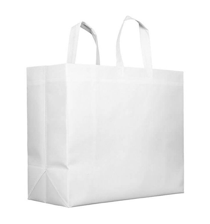 Große Vliesstofftasche PREMIUM Weiße 45+20x40cm (25 Stück) Große Vliesstofftasche PREMIUM Weiße 45+20x40cm (25 Stück)