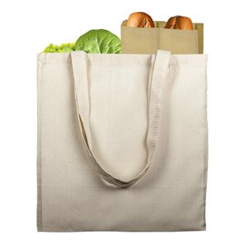 Baumwolltasche mit Langen Griffen Beige 38x42cm (25 Stück)