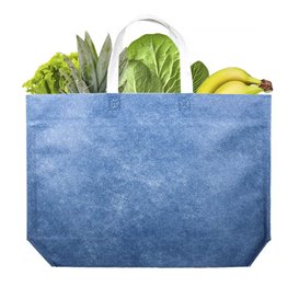 Vliesstofftasche mit Sechseckiger Sockel Blau 44+10x30cm (25 Stück)