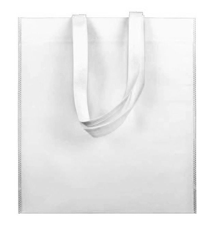 Vliesstofftasche Langen Griffen Weiß 38x42cm (25 Stück) Vliesstofftasche Langen Griffen Weiß 38x42cm (25 Stück)