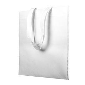 Vliesstofftasche Langen Griffen Weiß 38x42cm (25 Stück)