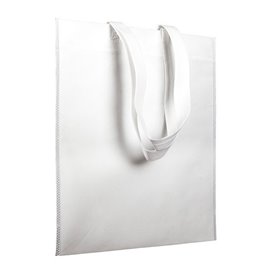 Vliesstofftasche Langen Griffen Weiß 38x42cm (25 Stück)