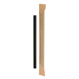 Trinkhalme Starr Einzeln Natürlich Verpackt Kraft Ø8mm 14cm (100 Stück)