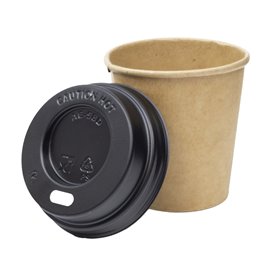 Reisedeckel mit PS-Loch für Schwarzer Pappbecher Ø5,8cm (100 Stück)