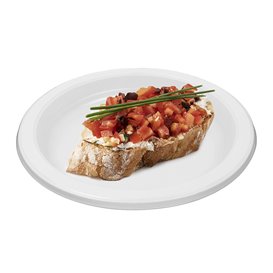 Wiederverwendbare Plastikteller PS Flach weiß 16,5cm (50 Stück)