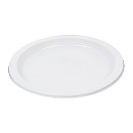 Wiederverwendbare Plastikteller PS Flach weiß 22cm (50 Stück)