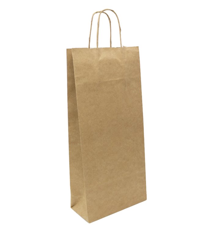 Flaschentragetaschen aus Papier Kraft 18+8x39cm (300 Stück) Flaschentragetaschen aus Papier Kraft 18+8x39cm (300 Stück)