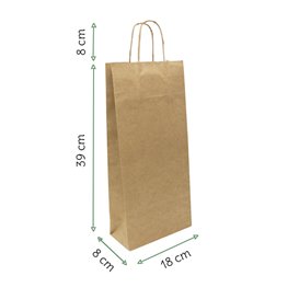 Flaschentragetaschen aus Papier Kraft 18+8x39cm (50 Stück)