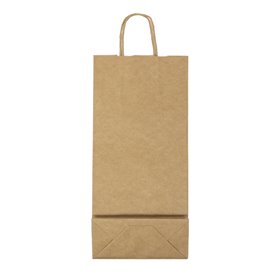 Flaschentragetaschen aus Papier Kraft 18+8x39cm (50 Stück)