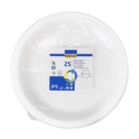 Wiederverwendbar Plastikteller Tief PS Weiß Ø22cm (25 Stück)