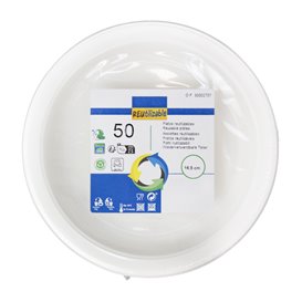 Wiederverwendbar Plastikteller Wirtschaftlich PS Weiß Ø16,5cm (50 Stück)