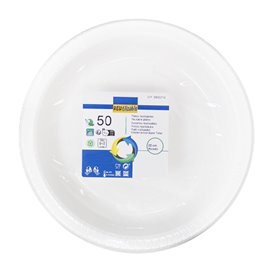 Wiederverwendbar Plastikteller Tief PS Weiß Ø22cm (50 Stück)