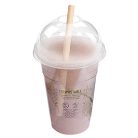 Bio PLA Domdeckel mit Loch Green Stripe® für Becher Ø9,6cm (1.000 Stück)