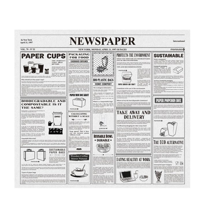 Wachspapier fettdicht "Periodico" für Burger 28x31cm (1.000 Stück) Wachspapier fettdicht "Periodico" für Burger 28x31cm (1.000 Stück)