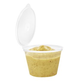 Transparente Dressingbecher mit Klappdeckel Rund APET 125ml (405 Stück)
