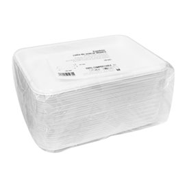 Weißes Zuckerrohr-Tablett 20,5x14,5cm (50 Stück)