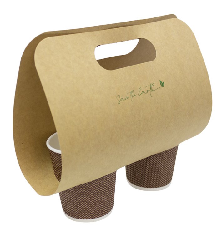 Becherhalter aus Papier Kraft 23,9x18cm Ø8,0cm (100 Stück) Becherhalter aus Papier Kraft 23,9x18cm Ø8,0cm (100 Stück)