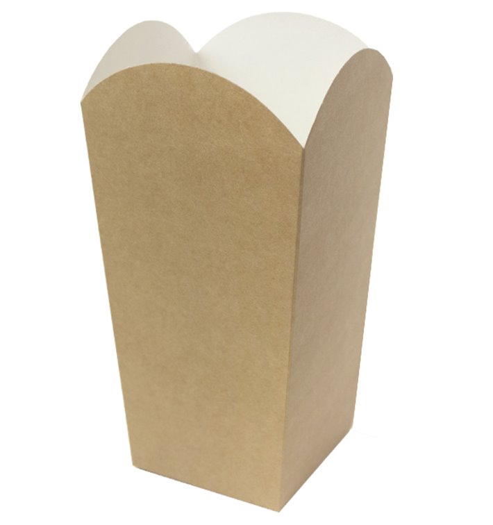Medium Popcorn Box Kraft 90g 7,8x10,5x18cm (25 Stück) Medium Popcorn Box Kraft 90g 7,8x10,5x18cm (25 Stück)