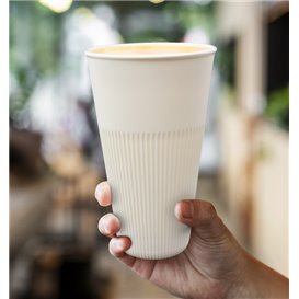 Langlebiger Wiederverwendbarer Becher PP Creme 470ml Ø9,6cm (100 Stück)