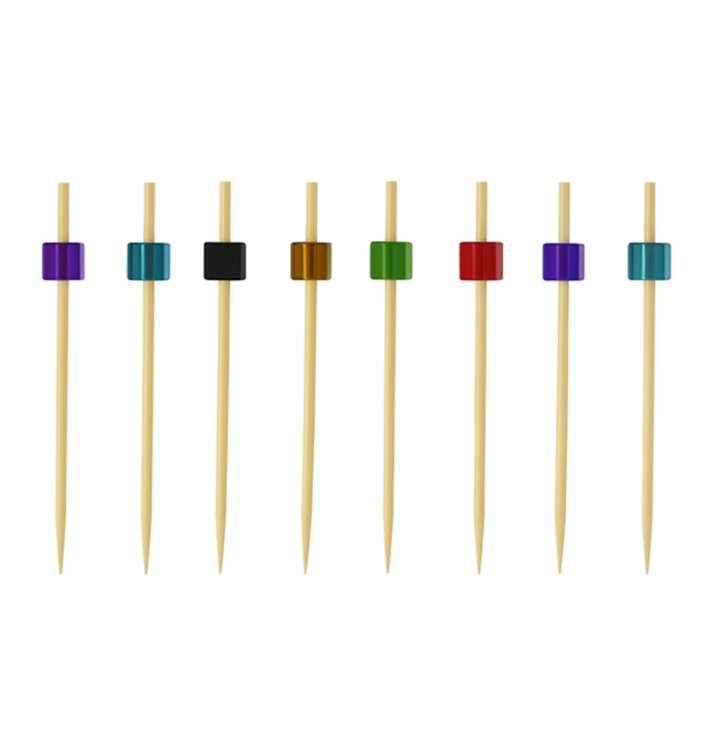 Bambus Spieß Würfel Farben 7cm (100 Stück)