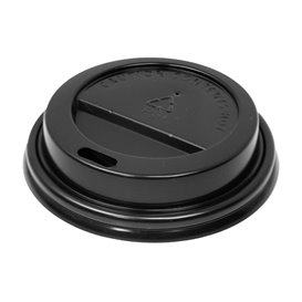 Deckel mit Bohrung für Becher 7Oz Schwarz Ø7,2cm (50 Stück)