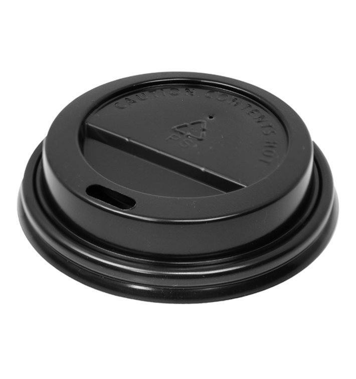 Deckel mit Bohrung für Becher 7Oz Schwarz Ø7,2cm (50 Stück)