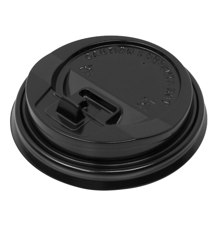 Deckel mit Bohrung für Becher 7Oz Schwarz Ø7,2cm (50 Stück) Deckel mit Bohrung für Becher 7Oz Schwarz Ø7,2cm (50 Stück)
