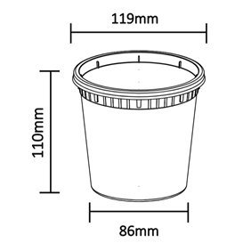 Plastikbehälter aus PP “Deli Range” Transparent met Deckel 720ml (240 Stück)