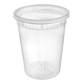 Plastikbehälter aus PP “Deli Range” Transparent met Deckel 960ml (40 Stück)
