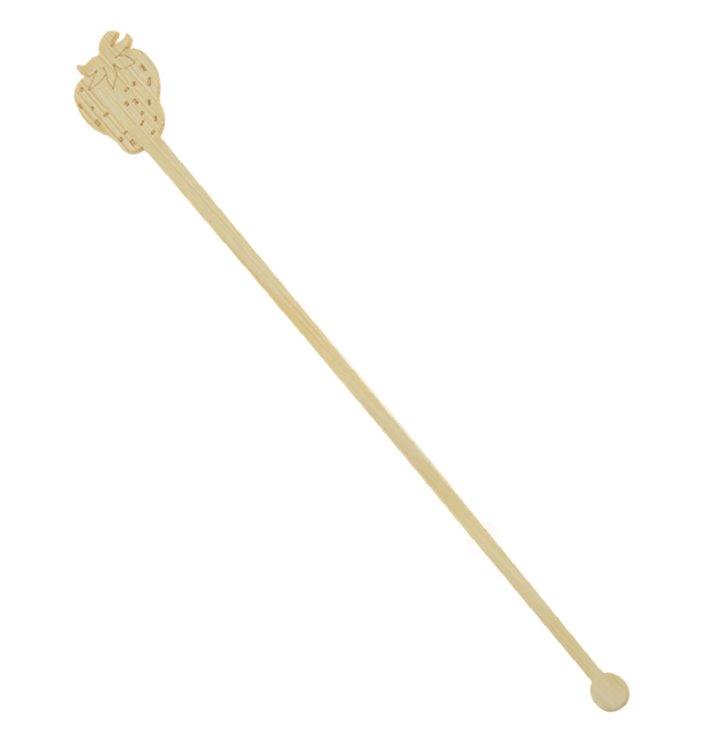 Getränkrührer aus Bambus Erdbeere 18cm (600 Stück)