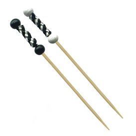 Bambusspieße Verziert Weiß und Schwarz 12cm (1.200 Stück)