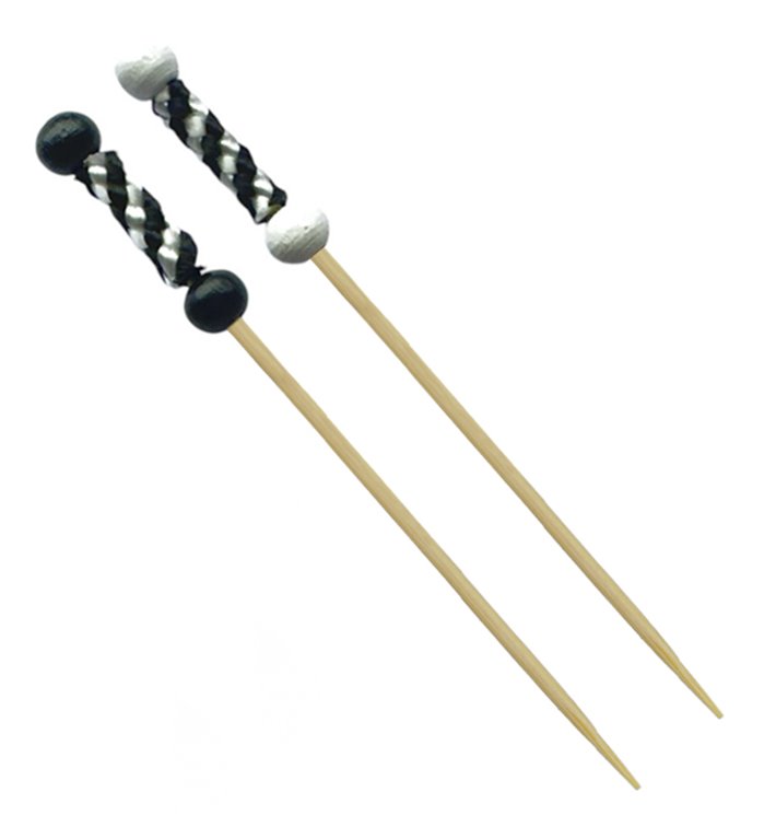 Bambusspieße Verziert Weiß und Schwarz 12cm (1.200 Stück) Bambusspieße Verziert Weiß und Schwarz 12cm (1.200 Stück)