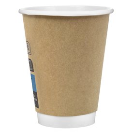 Kaffeebecher aus Doppelwandig Glatt Kraft 12Oz/360ml Ø9cm (25 Stück)