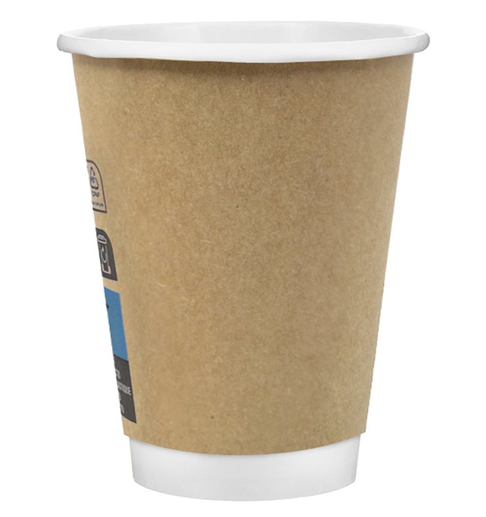 Kaffeebecher aus Doppelwandig Glatt Kraft 12Oz/360ml Ø9cm (500 Stück)
