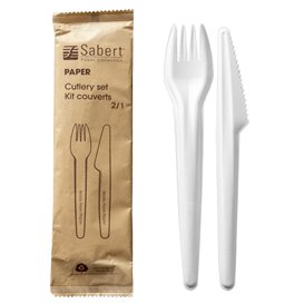 Besteckset aus Kraftpapier Messer und Gabel (50 Stück)