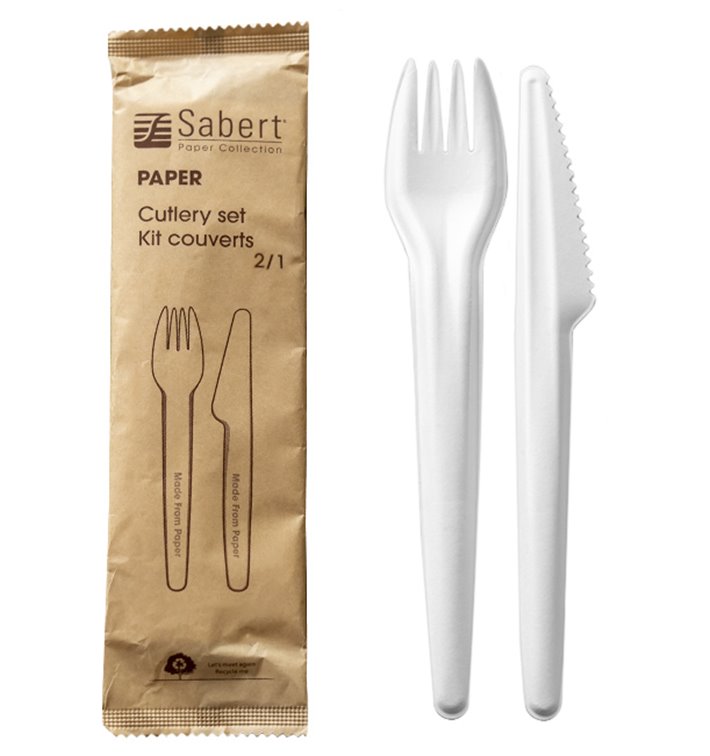Besteckset aus Kraftpapier Messer und Gabel (50 Stück) Besteckset aus Kraftpapier Messer und Gabel (50 Stück)