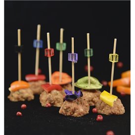 Bambus Spieß Würfel Farben 7cm (100 Stück)
