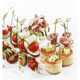 Natürliche Fingerfood-Spieße aus Bambus "Knoten" 15cm (10.000 Stück)