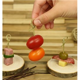 Natürliche Fingerfood-Spieße aus Bambus "Knoten" 10cm (50 Stück)