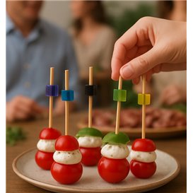 Bambus Spieß Würfel Farben 7cm (1.200 Stück)