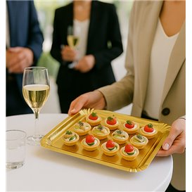 Pappschale rechteckig Golden 16x22 cm (1.000 Stück)