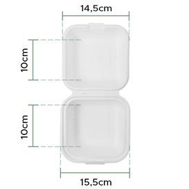 Burger-Box Zuckerrohr Weiß 150x150x80mm (50 Stück)