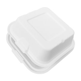 Burger-Box Zuckerrohr Weiß 150x150x80mm (50 Stück)