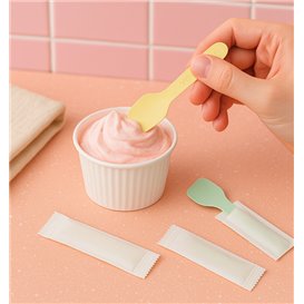 Eislöffel aus Papier Einzeln Verpackt Farbig Sortiert 'Tutti Frutti' 9cm (2.000 Stück)