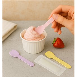 Eislöffel aus Papier Einzeln Verpackt Farbig Sortiert 'Tutti Frutti' 9cm (2.000 Stück)