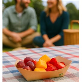 Snackschale aus Bambus-Karton Kraft 350ml 16,5x12x4,4cm (125 Stück)